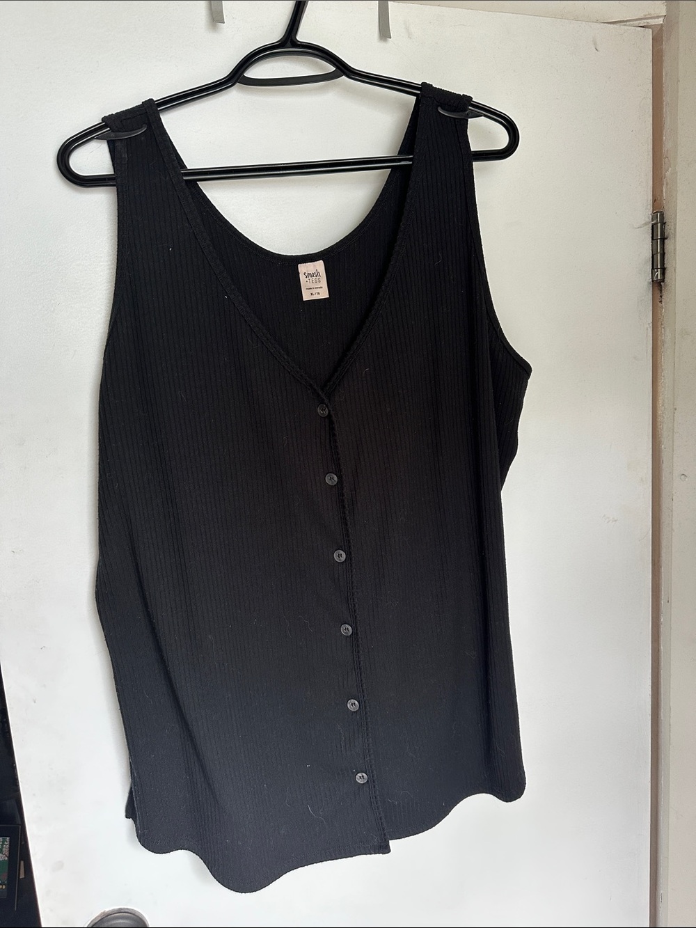 Smash + Tess Black Ribbed Button-Front Tank